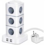 Tour multiprise, 12 prises multiprise electrique (2500w / 10a) avec 4 ports usb, multi prises �lectriques ...