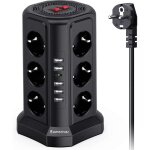 Tour multiprise parafoudre, multiprise electrique - multiprise �lectrique avec 5 ports usb et 12 prises, ...