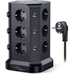 Tour multiprise parafoudre et surtension(4000w / 16a), multiprise electrique avec 6 ports usb et 12 prises, ...