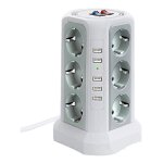 Tour multiprise parafoudre et surtension, multiprise electrique avec 5 ports usb et 12 prises, multiprise ... Tour multiprise parafoudre et surtension, multiprise electrique avec 5 ports usb et 12 prises, multiprise ...