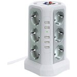 Tour multiprise parafoudre et surtension, multiprise electrique avec 5 ports usb et 12 prises, multiprise ...