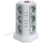 Tour multiprise parafoudre et surtension, multiprise electrique avec 5 ports usb et 12 prises, multiprise ...