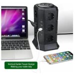 Tour multiprise parasurtenseur parafoudre 12 prises avec 5 usb 4, 5a ports bleosan - cordon de 2m - noir ...