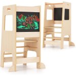 Costway - tour d'observation montessori enfants en bois avec tableau noir, tour d'apprentissage enfant ...