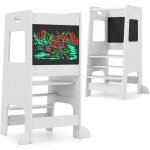 Costway - tour d'observation montessori enfants en bois avec tableau noir, tour d'apprentissage enfant ...