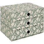 Tour rangement 3 tiroirs florea motif fleuri vert laurier - 5five
