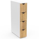 Idmarket - tour de rangement 4 tiroirs wilo sur roulettes colonne gain de place blanc et faon htre