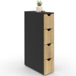 Idmarket - tour de rangement 4 tiroirs wilo sur roulettes colonne gain de place noir et faon htre
