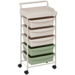 Tour rangement 5 tiroirs deskolor avec roues beige et vert - 5five