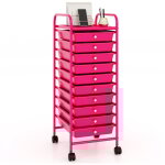 Tour de rangement, desserte  roulettes avec 10 tiroirs, chariot de rangement stable solide, 4 roulettes ...