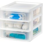 Tour de rangement plastique 3 petits tiroirs, blanc, ouverture facile, meuble, organisateur, pour bureau, ...