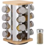 Tourniquet à épices, 16 pots, rotatif à 360°, h x l x p : 28 x 20 x 20 cm, nature et argenté - relaxdays ... Tourniquet à épices, 16 pots, rotatif à 360°, h x l x p : 28 x 20 x 20 cm, nature et argenté - relaxdays ...