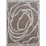Toutapis - tapis couloir descente de lit abstrait beige  poils courts satins bordeaux 93 80x150 cm