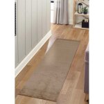Toutapis - tapis uni marron london  poils courts satins 60x200 cm