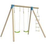 Portique balandier 2 balanoires - chelle corde - kit d'ancrage - bois fsc h224 cm