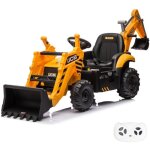 Tracteur lectrique jcb pour enfants avec chargeur frontal + excavatrice 12v - jaune