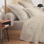 Tradilinge - drap housse 100% satin 160x200 sable