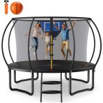 Merach - trampoline ext�rieur �305 cm avec ballon, filet de s�curit�, panier de basket, structure renforc�e, ...