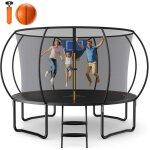 Merach - trampoline extérieur ø 366 cm, cadre galvanisé, filet sécurité, panier de basket, charge 150 ... Merach - trampoline extérieur ø 366 cm, cadre galvanisé, filet sécurité, panier de basket, charge 150 ...
