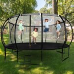 Trampoline ext�rieur enfant + 3 ans charge jusqu'� 150kg - hypermotion - 487 cm - filet de s�curit� zipp� ...