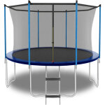 Trampoline de jardin 244 cm (8 pi) avec filet de s�curit� et �chelle, supporte jusqu?� 181 kg, bleu