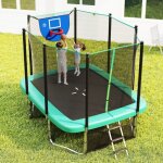 Trampoline rectangulaire d'ext�rieur 317x255cm avec panier de basketball but de football �chelle antid�rapante ...