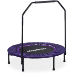 Trampoline relaxdays �102 cm avec barre de maintien, mini - trampoline pliable, max 120 kg, fitness indoor, ...