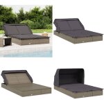 Transat 2 places avec toit pliable gris 213x118x97 cm - transat 2 places - salon de jardin - mobilier ...