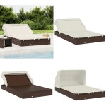 Transat 2 places avec toit pliable marron 213x118x97 cm - transat - chaise longue - salon de jardin - ... Transat 2 places avec toit pliable marron 213x118x97 cm - transat - chaise longue - salon de jardin - ...