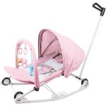 Haloyo - transat bb balancelle chaise haute enfant avec arche de jeu jouets 40x80x66cm rose