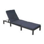 Dcoshop26 - transat chaise longue de jardin en poly - rotin anthracite coussin gris mdj04132