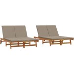 Vidaxl - transat 2 - personne marron 125 x 200 x 84cm bois d'acacia massif