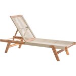 Beliani - transat jardin bain de soleil dossier inclinable en bois d'acacia et corde beige prossedi