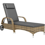 Transat - outsunny - inclinaison r�glable multipositions - matelas, t�ti�re, accoudoirs, roulettes - ...