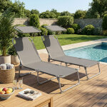 Transats pliants ext�rieur, dossier et pare - soleil r�glables, chaises longues, pour balcon, terrasse, ...