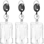 (transparent)porte badge vertical - heatigo - 3 pi�ces - transparent - durable - avec enrouleur