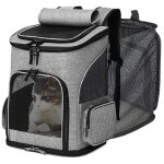 Kinsi - transport du chat - sac transport chat avec 4 entres - charge maximale 8kg - gris