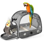 Transporteur portable pour petits oiseaux, cage avec coussin doux et perchoir en bois pour perroquets, ...