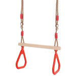 Trap�ze en bois , balan�oire en bois trap�ze avec anneaux de gymnastique aire de jeux pour enfants jeu ...