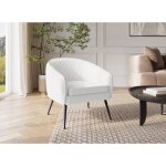 Fauteuil cabriolet tissu bouclette blanc trecy