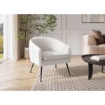 Fauteuil cabriolet en velours beige pieds noir trecy