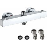 Mitigeur thermostatique de douche, barre de douche carre thermostatique en laiton chrom - sortie de ...