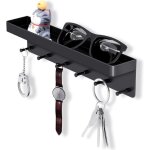 Porte cle mural en mtal avec tagre de rangement, porte clef mural avec 6 crochets et porte revue, ...