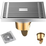 Treetalk - siphon de sol exterieur en acier inoxydable carr� de salle de bain �coulement de douche, l'odeur ...