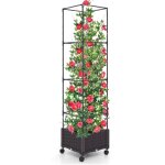 Northix - treillis avec bac a fleurs sur roulettes obelisque de jardin reglable en hauteur 40 x 40 x ...
