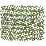Treillis extensible en osier avec lierre artificiel - 140 x 110 cm - treillage en bois pour plantes grimpantes ...