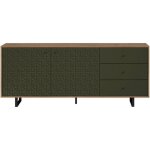 Trendteam - buffet 2 portes 3 tiroirs décor chêne et vert - rya Trendteam - buffet 2 portes 3 tiroirs décor chêne et vert - rya
