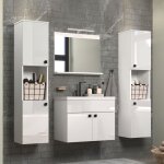 Trendteam - haven - salle de bain complete - blanc - 150 x 160 x 35 cm - 2 colonnes a suspendre + meuble ... Trendteam - haven - salle de bain complete - blanc - 150 x 160 x 35 cm - 2 colonnes a suspendre + meuble ...