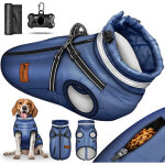Tresko veste d'hiver bleu marine pour chien (taille xxl) avec r�flecteurs, 15 sacs ramasse - crottes ...