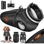 Tresko veste d'hiver noire pour chien, taille 3xl, avec rflecteurs, 15 sacs  djections et distributeur ...